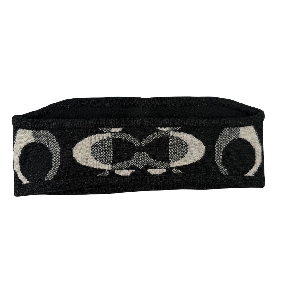 Coach‎ Signature C Logo Knit Headband Ear Warmer Black Grey Winter Accessory